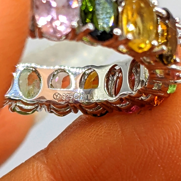 Multi-colored Tourmaline Gemstone Eternity Ring - Picture 6 of 15